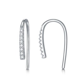 CHIC & ARTSY Hoop Earrings 925 Sterling Silver Open Hoop Earrings Hypoallergenic Lightweight CZ Drop Dangle Threader Hoops for Women