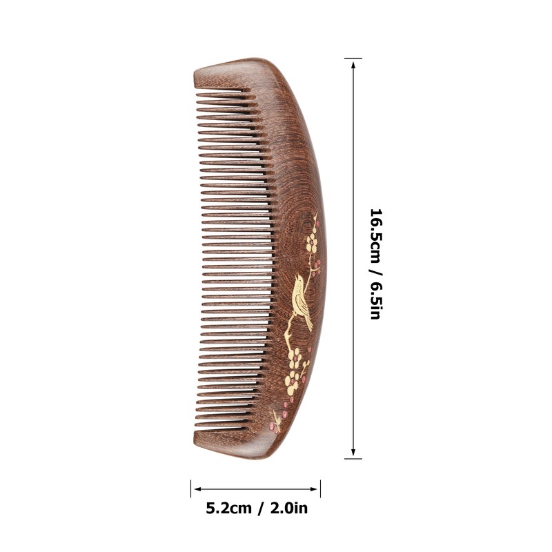 Wooden Hair Comb Fine Tooth Wood Comb for Women No