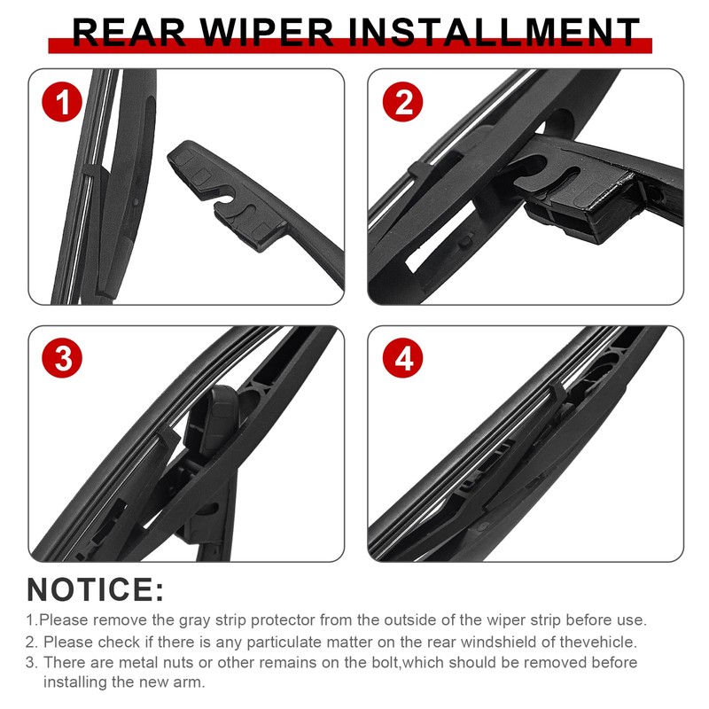 ACONTauto Rear Windshield Wiper Arm Blade Set - Replacement for