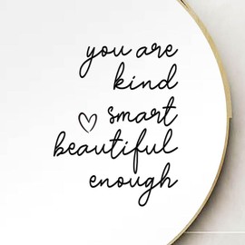 ZLKAPT You Are Kind, Smart, Beautiful, Enough Vinyl Mirror Decal: Empowering Self-Affirmation Sticker 5x6.5 Inch (Black)