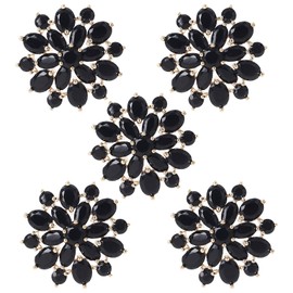 Lijun 5pcs 21 mm Black Rhinestone Flower Buttons Jewellery Embellishments DIY Accessories