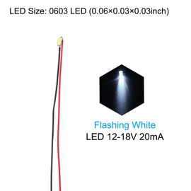 PATIKIL 12-18V 0603 Pre Wired LED, 20Pcs 7.8" Pre-soldered Micro Surface Mount Device Light Emitting Diodes with Edge for Home Decor Model Build,White