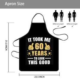 Funny Birthday Gifts, Waterproof Apron for Men Women Kitchen Chef Cooking BBQ Aprons, Birthday Father’s Mother's Day Grilling Gifts (60th)