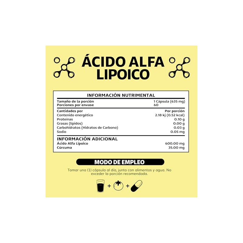 Beyond Vitamins Ácido Alfa Lipóico Ala 600mg Por Cápsula Potenciado