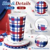 Tioncy 50 Pcs 12oz Patriotic Paper Cups, Red White Blue