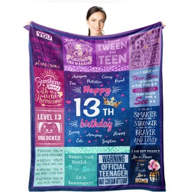 Wisegem 13th Birthday Gifts For Girls - Best Gifts For 13 Year Old Girls 60"x50" Blanket - Gifts For 13 Year Old Girl - Teenage Girl Gifts For 13 Year Old Girl - 13 Year Old Girl Gift Ideas Bday Decor