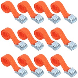 KEILEOHO Pack of 12 Tie Down Straps Orange 2 cm x 40 cm, Short Lashing Strap with Clamping Lock, Lashing Strap Fastening Straps for Furniture, Camping, Motorcycle, Luggage