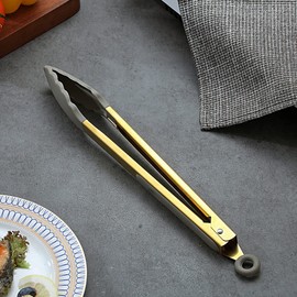 Gold Cooking Tongs, Berglander Heavy Duty Food Tongs For Cooking With Silicone Tips And Titanium Gold Plating Handle, Kitchen Tongs, Grill Tongs, Dishwasher Safe, Easy to Clean