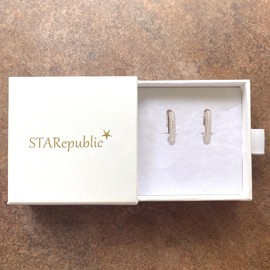 STARepublic 925 Sterling Silver 30mm Rectangle Shape Icon Pave Zircon Huggie Hoop Earrings (30mm, Silver) (20mm, Silver)