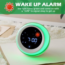 TIMEFUN Kids Alarm Clock, Ok to Wake Clock with Sun & Star, Sound Machine, Night Lights, Nap Timer, Sleep Training Clock for Toddlers, Child