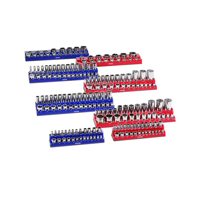 Magnetic Socket Organizer Set 8PCS Socket Trays Blue & Red