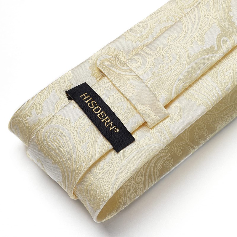 HISDERN Men's Wedding Ties and Pocket Square, Paisley Tie Set,