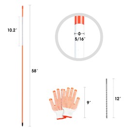 COLOtime 58 Inch Approx 5FT Driveway Markers with Reflective Tape 5/16 Inch Fiberglass Snow Stakes Driveway Reflectors for Snow Plowing 20 Pack