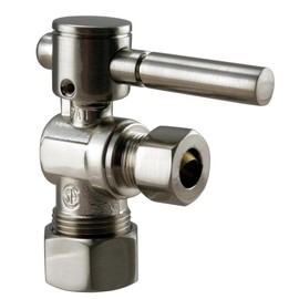 Westbrass 1/4-Turn Lever Handle Angle Stop, 5/8" OD x 3/8" OD, Satin Nickel, D105BL-07