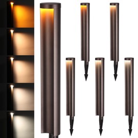 LEONLITE Low Voltage Landscape Lights 5CCT, 5W Anti-Glare LED Pathway Lights, Die-Casted Aluminum Housing, IP65 Waterproof for Outdoor Path Sidewalk Walkway, 1800K-5000K, ETL, Pack of 6