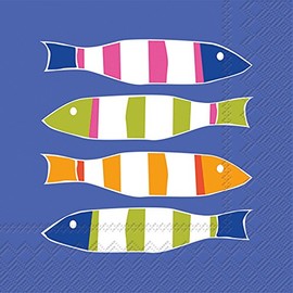 IHR Ideal Home Range Cocktail Napkins Disposable 3-Ply Paper Party Napkin Pack, 5" x 5", Stripers, 20-Count