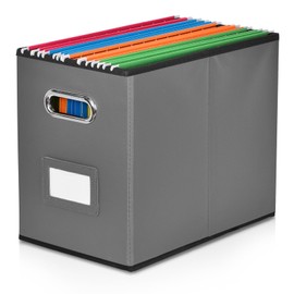 Umtiti A4-Size File Organizer Box（Folders not included. File Folder Storage, Durable Hanging Lidless File Box for Office/Decor/Home,Dark Gray.XS