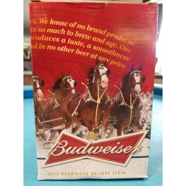 2013  Anheuser Busch  AB  Budweiser Holiday Christmas Beer Stein Clydesdales NIB