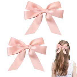 Pink Bow Hair Clips for Hair - 2Pcs Pink Bows Alligator Clips Hair Ribbons for Girls Cute Duckbill Hair Bow Clips Hair Bows Barrettes Hair Pins Hair Styling Accessories for Women Girls Pink Hair Bow