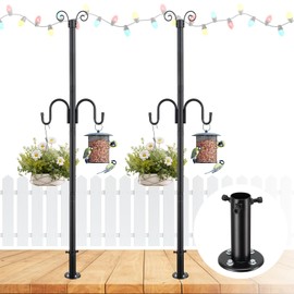 String Light Poles Outdoor with Hook, 8.3ft Lighting Pole for Hanging String Lights, 3 Installation Methods Hanging Light Poles for Deck Patio Fence Garden Yard, 2 Pack