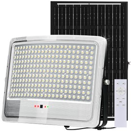 Solar Flood Lights Outdoor, 30000mAh Solar Powered Outside Light Dusk to Dawn Waterproof Security Commercial Lighting with 16.4ft Cables and Motion Sensor for Yard,Garage,Swimming Pool, Pathway
