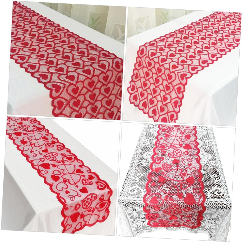 SHOWERORO Dirt Resistant Love Table Runner Washable Reusable Tablecloth for