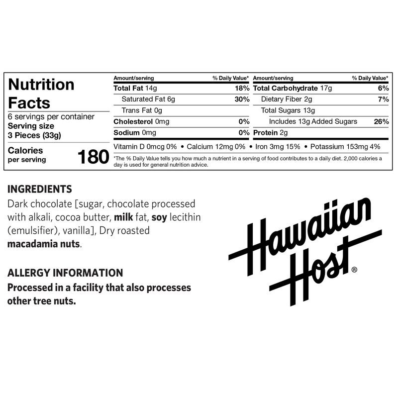 Hawaiian Host Founders Collection - Dark Chocolate Macadamia Nuts -