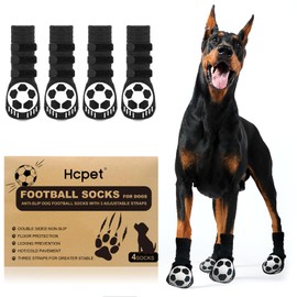 Anti - Slip Dog Football Socks with Adjustable Straps - Double - Sided Non - Slip Design for Floor Protection, Prevent Licking, Suitable for Hot/Cold Pavement - Set of 4 for Your Furry Friend