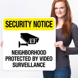 Sigo Signs, Neighborhood Protected by Video Surveillance Sign, 24x24 Inches, Rust Free .063 Aluminum, Fade Resistant, Made in USA