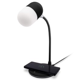 groov e Apollo LED Lamp - Touch Control Desk Light with 3 Lighting Modes, Built-in Wireless Charger, & Bluetooth Speaker - USB Powered - Black