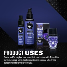 GIBS GROOMING GIBS Alpha Male Beard, Hair & Tattoo Oil - Softens & Strengthens Beard Growth, Moisturizes Skin, 4 oz