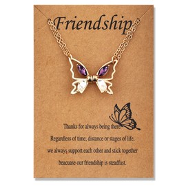 PLwelth Best Friend Necklaces for 2 Friendship Gold Necklace for Women Cute Butterfly BFF Pendant Jewelry for Mother Birthday Christams Gifts