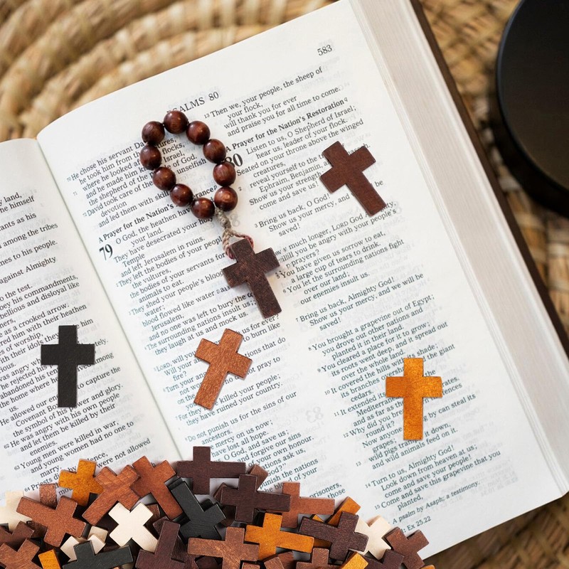 120PCS Small Wooden Cross, 6 Colors Mini Wooden Crosses for