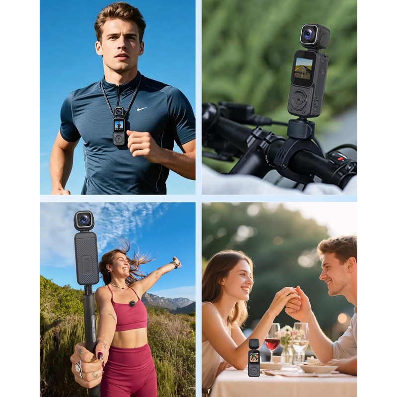 4K Vlogging Camera Pocket Action Cameras with Dual-Lens Mini Body