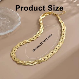 Vergoldet Damen Schlangenkette Halskette, Kette Gold für Damen, Edelstahl Flache Schlangen Kette Fischgrätenkette Choker