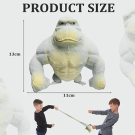DGUSO Monkey Toy, Gorilla Figure, Stretch Gorilla, Anti-Stress Gorilla for Children from 3 Years, Monster Action Figures, Toy Jungle Animal Figures (Grey, 13 x 11 cm)