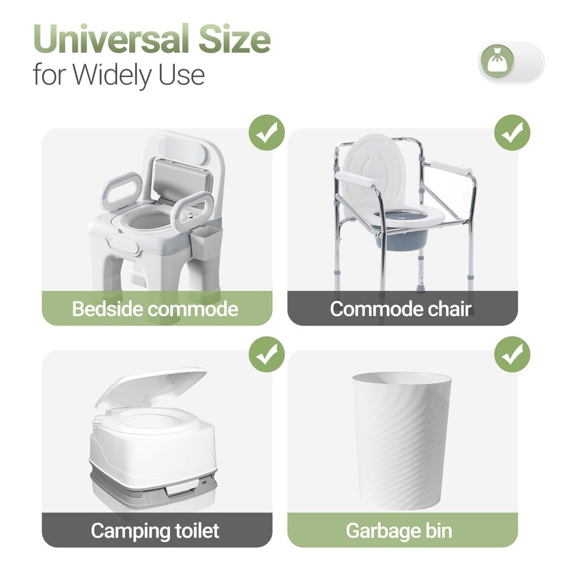 AKIMRABY Commode Liners with Absorbent Pads, 100 Bags & 40
