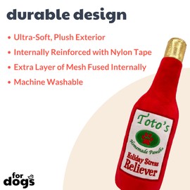 Huxley & Kent for Dogs | Toto's Holiday Stress Reliever (Large) | Holiday Christmas Power Plush Dog Toy with Squeaker | Funny Dog Toy Gift | Fun, Durable, and Safe | H&K Squeaky Dog Toys