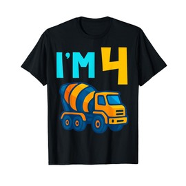 4th Birthday Cement Mixer Truck Concrete Lover I'm 4 Four T-Shirt