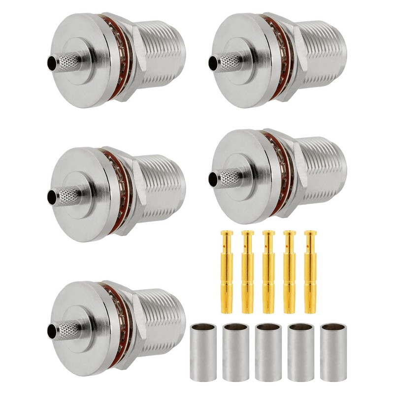 Vecys 5pcs N Bulkhead Female Crimp RF Connector 50 Ohm