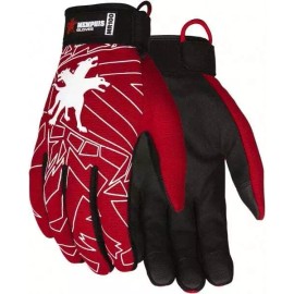 MCR Safety MR100M Gloves: Size M, Synthetic Blend Black & Red