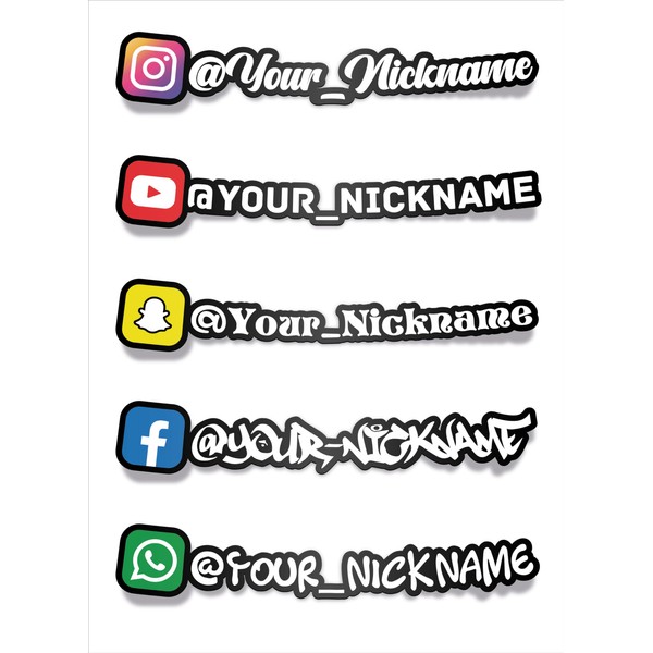 Custom Social Media Vinyl Stickers - Customized Name Username Logo