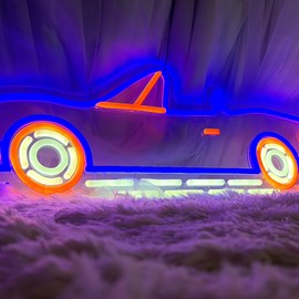 TEKXYZ Car Neon Sign – Low Power, Dynamic Lighting Effects, Remote Control, Perfect for Game Rooms, Garages, Bedrooms, Ideal Gift for Boys, Car Enthusiasts, and Decor Lovers