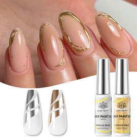 BORN PRETTY Gel Nail Color for Line Art, Gel Nail Liner, Color Gel, 0.27 fl oz (8 ml), 2 Pieces, Gel Paint for Nail Art, Gel Liner Nail Art, Natural Nail Tips, UV/LED Compatible, Suitable for