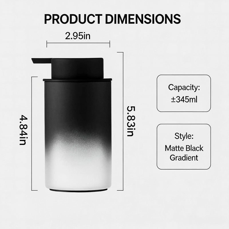 Gradient Frosted Glass Foaming Hand Soap Dispenser, 11.6 Oz