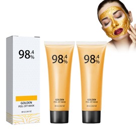 Black 2 Piece Gold Foil Peel Off Mask, Gold Foil Golden Gold Mask, 24 K Face Mask, Gold Foil Peel-Off Mask, Golden Blackhead Mask for Removal, Blackhead Remover Mask, Cleans the