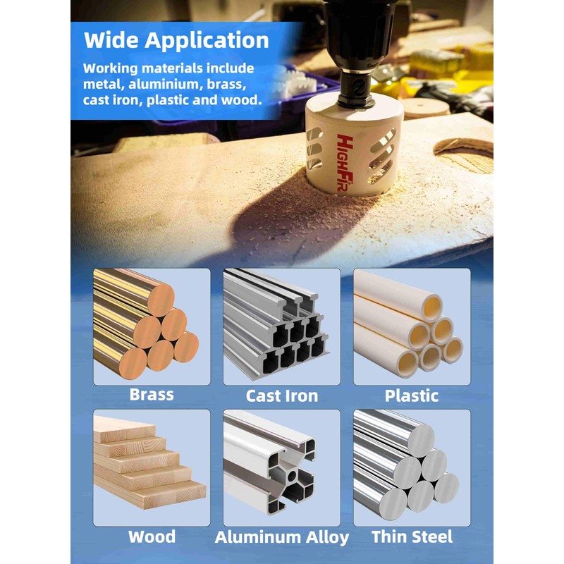 HIGHFIRE 13pcs Hole Saw Set,Bi-Metal Hole Saw Kit, M42 Bi-Metal
