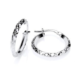 Sterling Silver Diamond Cut Creole Hoop Earrings - 20mm Diameter - 925 Silver