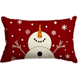 JXZYGMD Christmas Pillow Covers 12x20 Snowman Snowflake Merry Christmas Holiday Party Throw Pillow Cover Decorations Pillows Decorative for Sofa Winter Home Decor