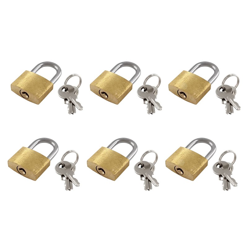 Litoexpe 6 Pieces Mini Locks with Keys, Small Solid Brass